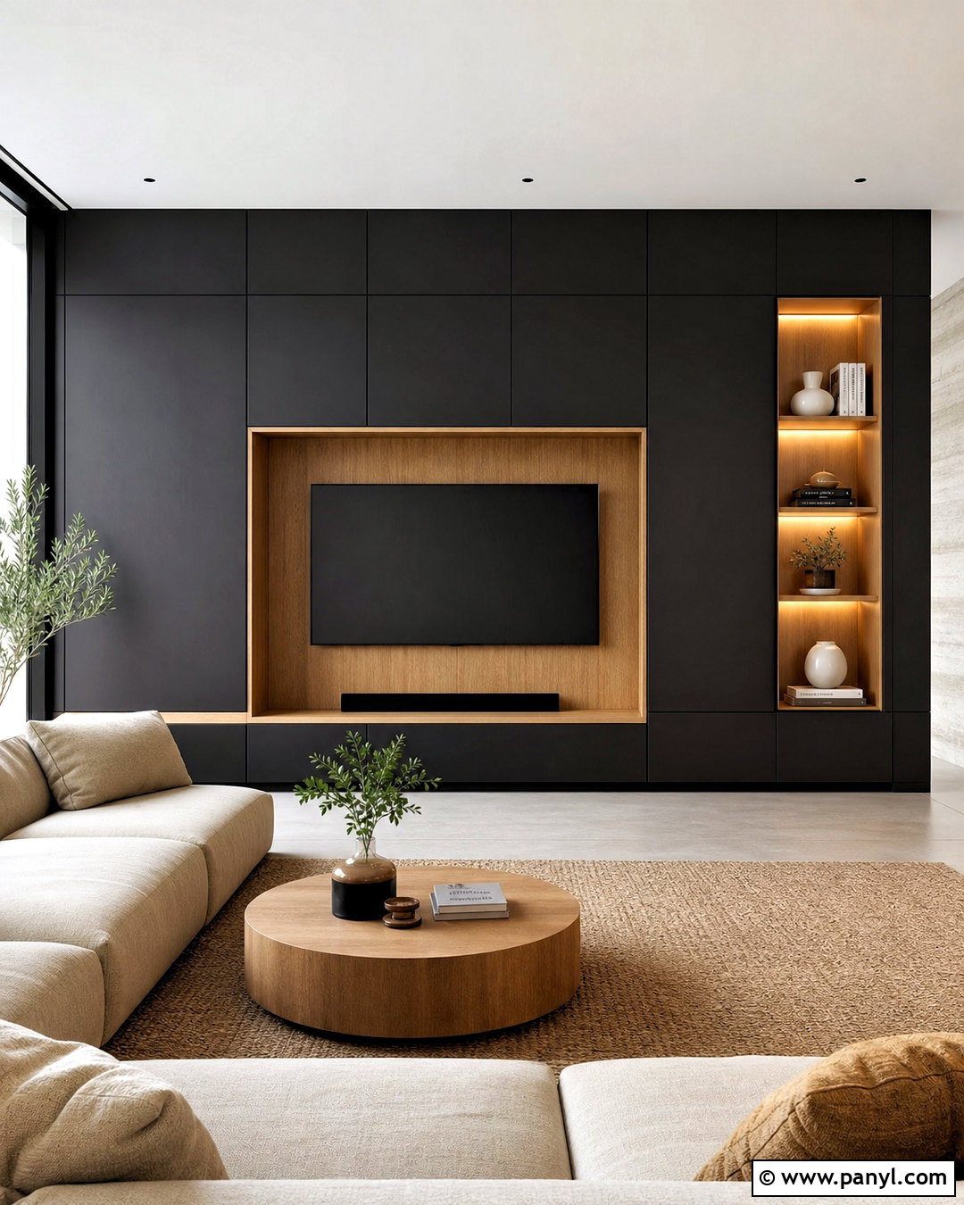 Black TV Wall With Floor-To-Ceiling Cabinets - 20 tv wall design black ideas