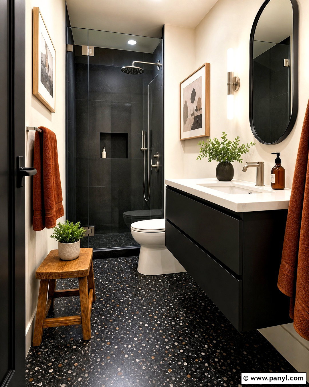 Black Terrazzo Bathroom - 20 small black bathroom ideas