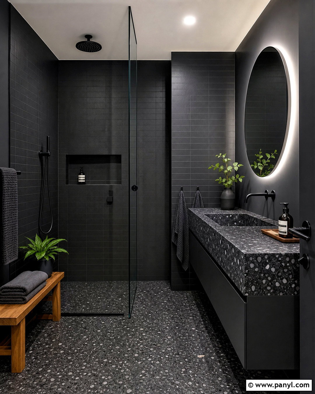 Black Terrazzo Bathroom - 20 all black bathroom ideas