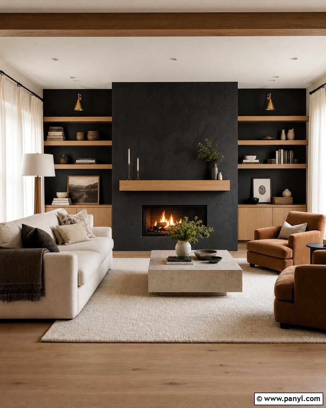 Black Textured Fireplace Wall - 30 texture colour wall ideas