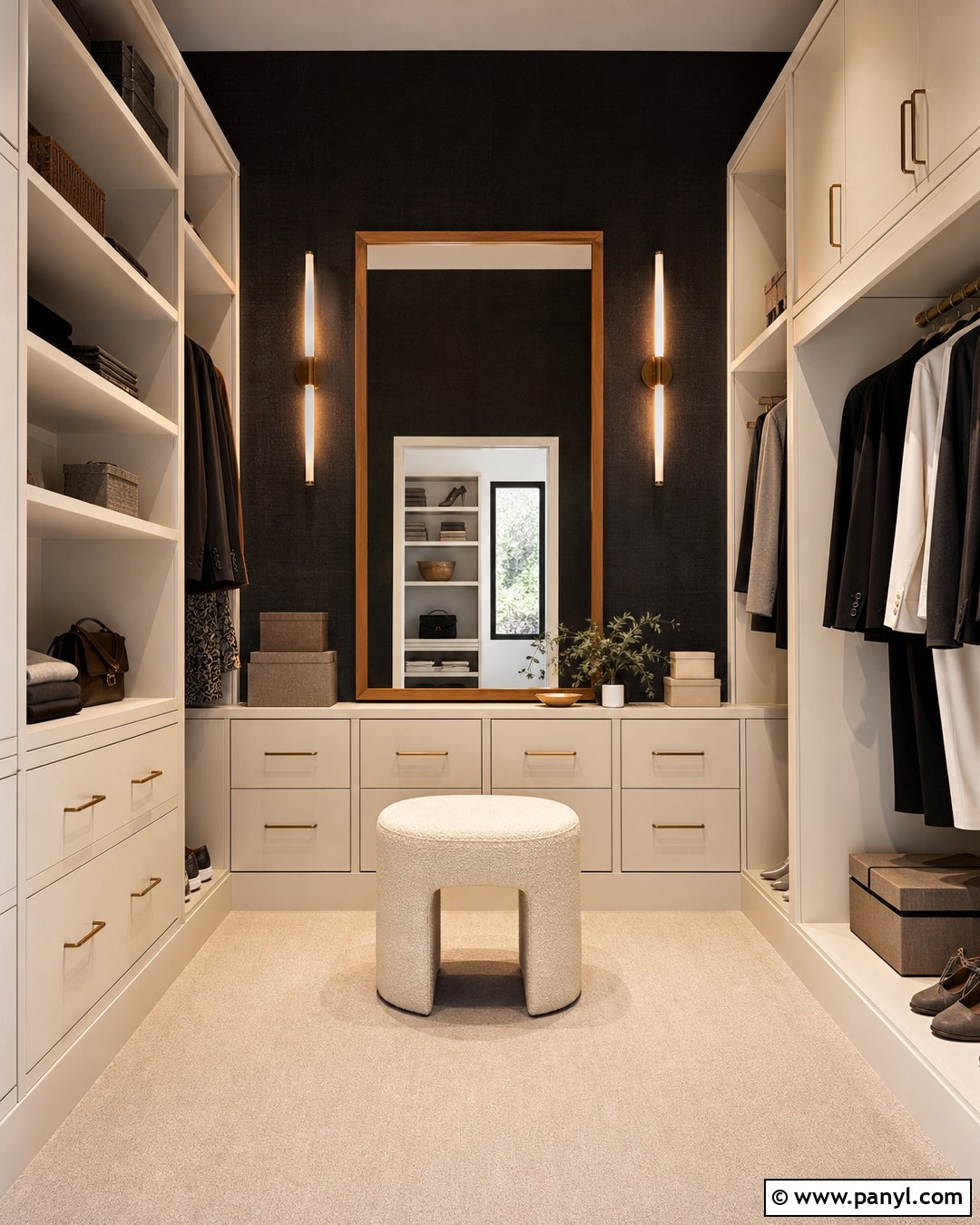 Black Textured Wallpaper Closet - 20 Black Accent Wall Closet Ideas