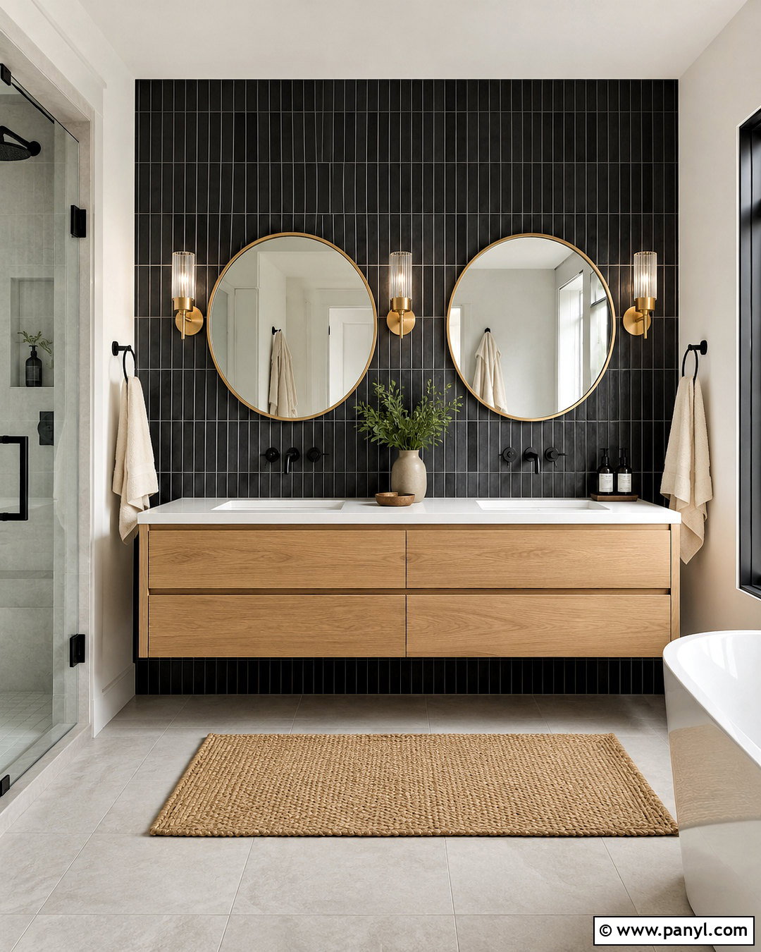 Black Tile Accent Wall Bathroom - 40 black accent walls