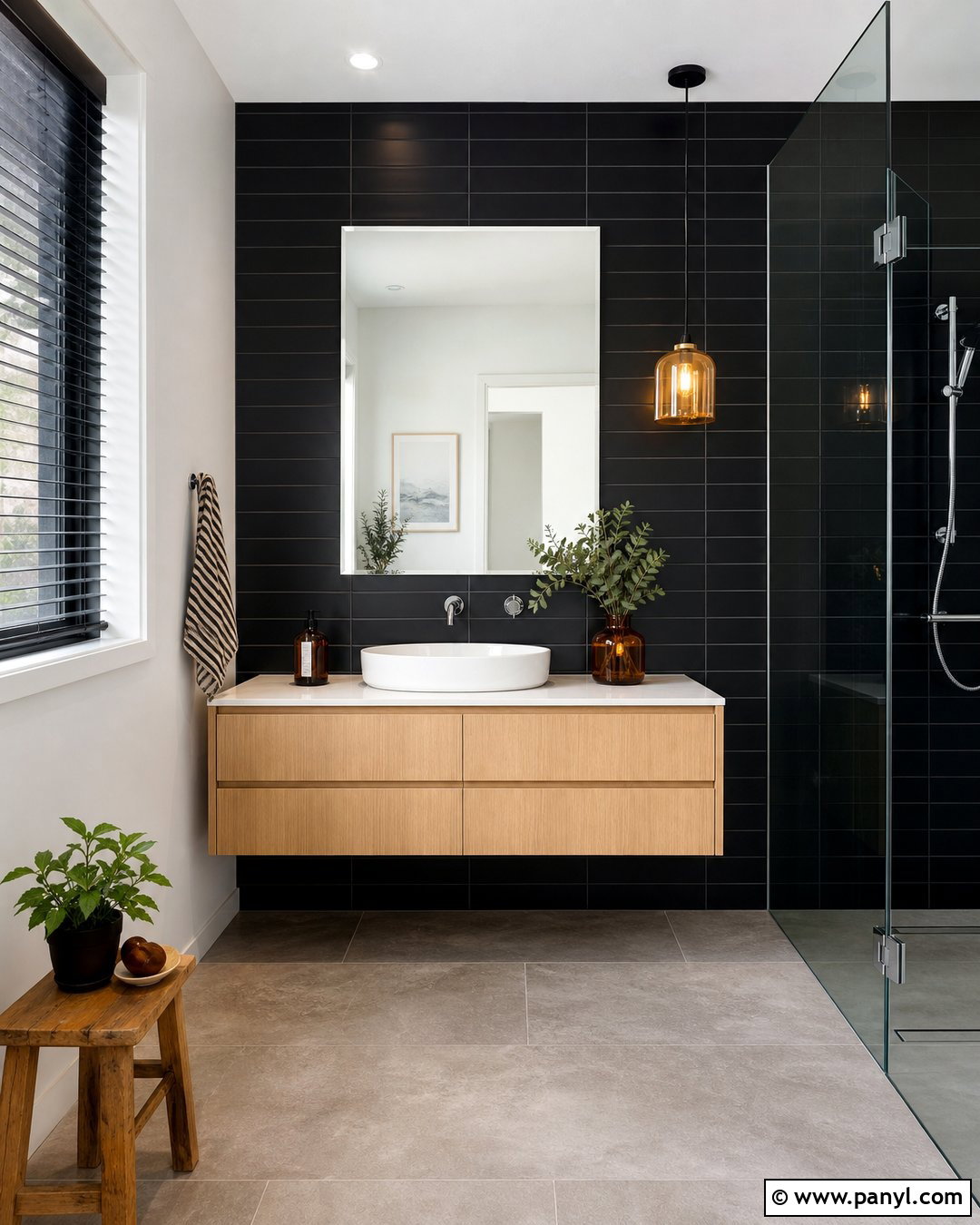 Black Tile Accent Wall Bathroom - 35 Black Accent Wall Bathroom Ideas