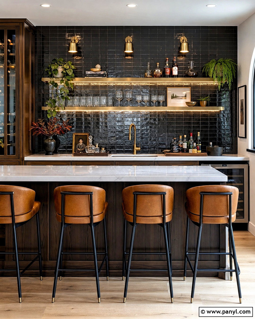 Black Tile Bar Wall - 20 behind bar wall ideas