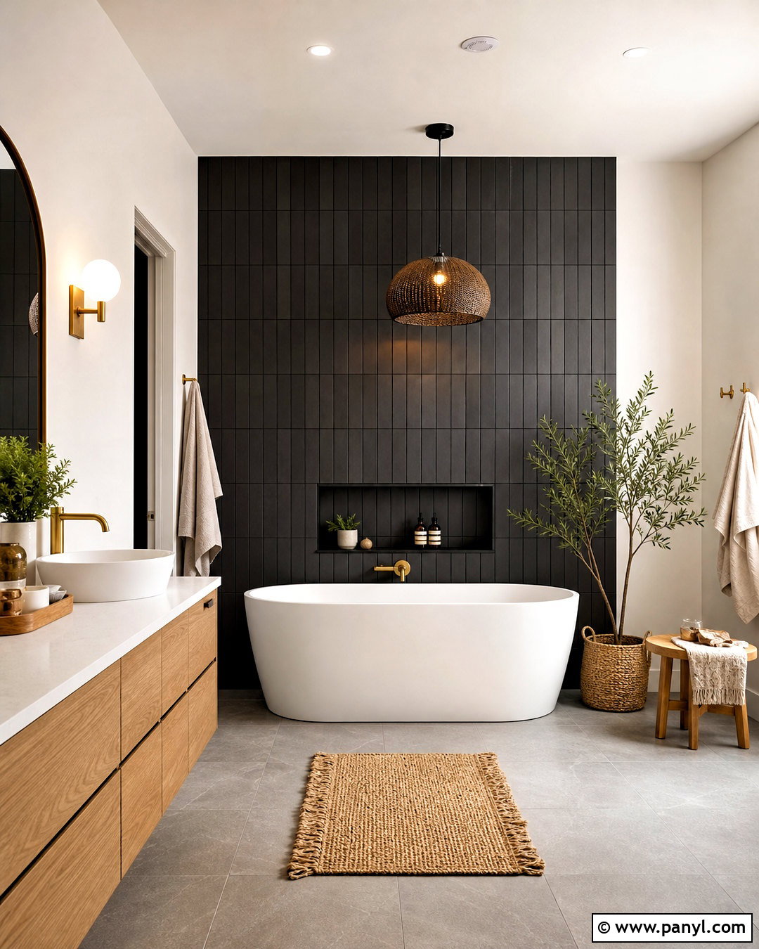 Black Tile Bathroom Feature Wall - 20 bathroom feature wall ideas