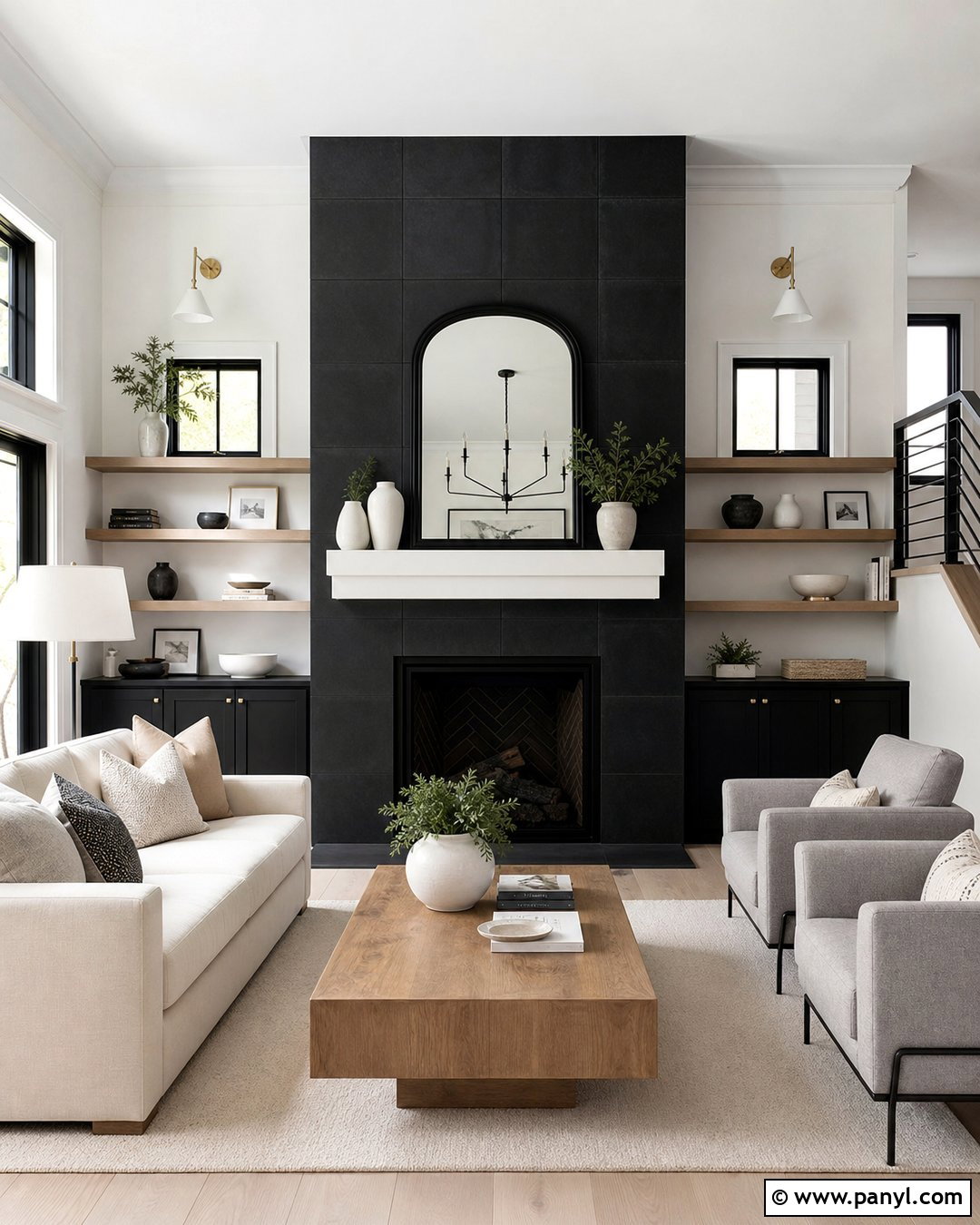Black Tile Fireplace Accent Wall - 35 Black And White Accent Wall Ideas