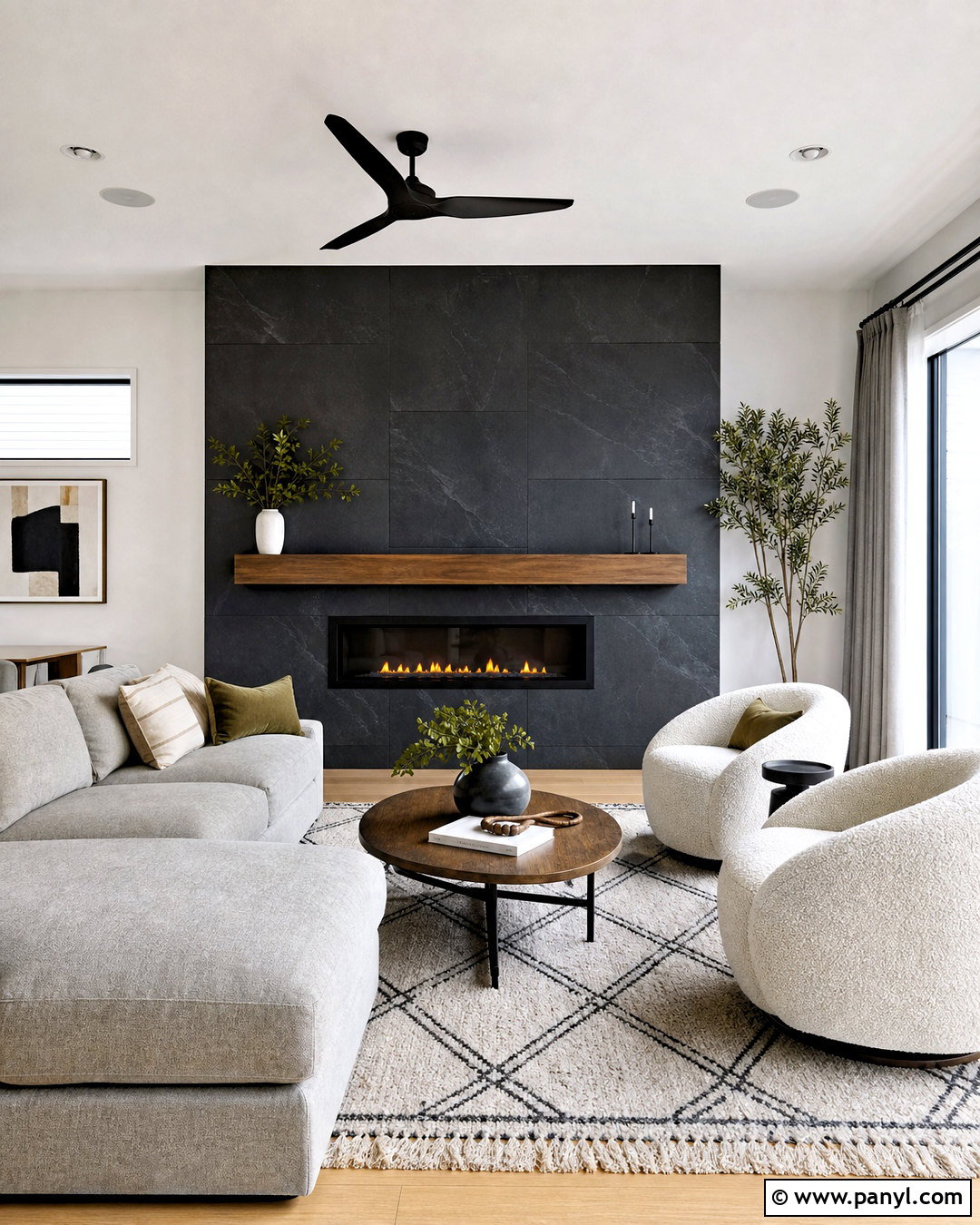 Black Tile Fireplace Wall - 20 dark fireplace wall ideas