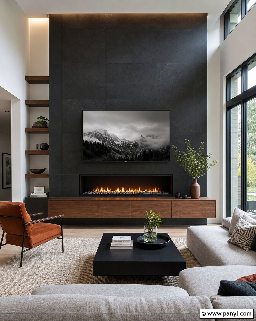 Black Tile Fireplace Wall - 20 Black Accent Wall Fireplace Ideas