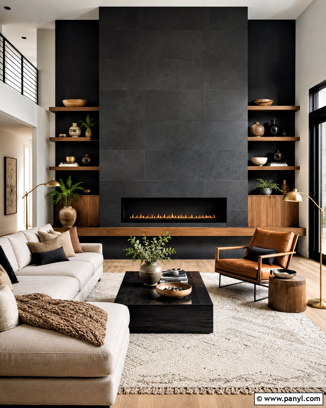 Black Tile Fireplace - 20 modern fireplace ideas
