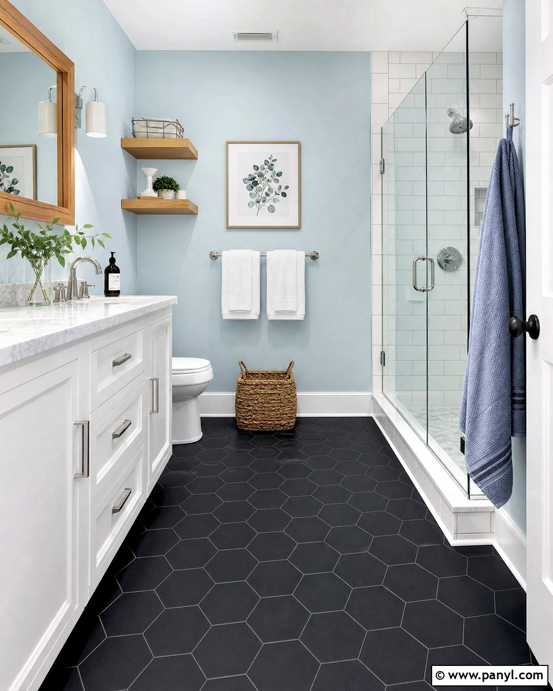 Black Tile Floor Pale Blue Bathroom - 20 dark floors light walls