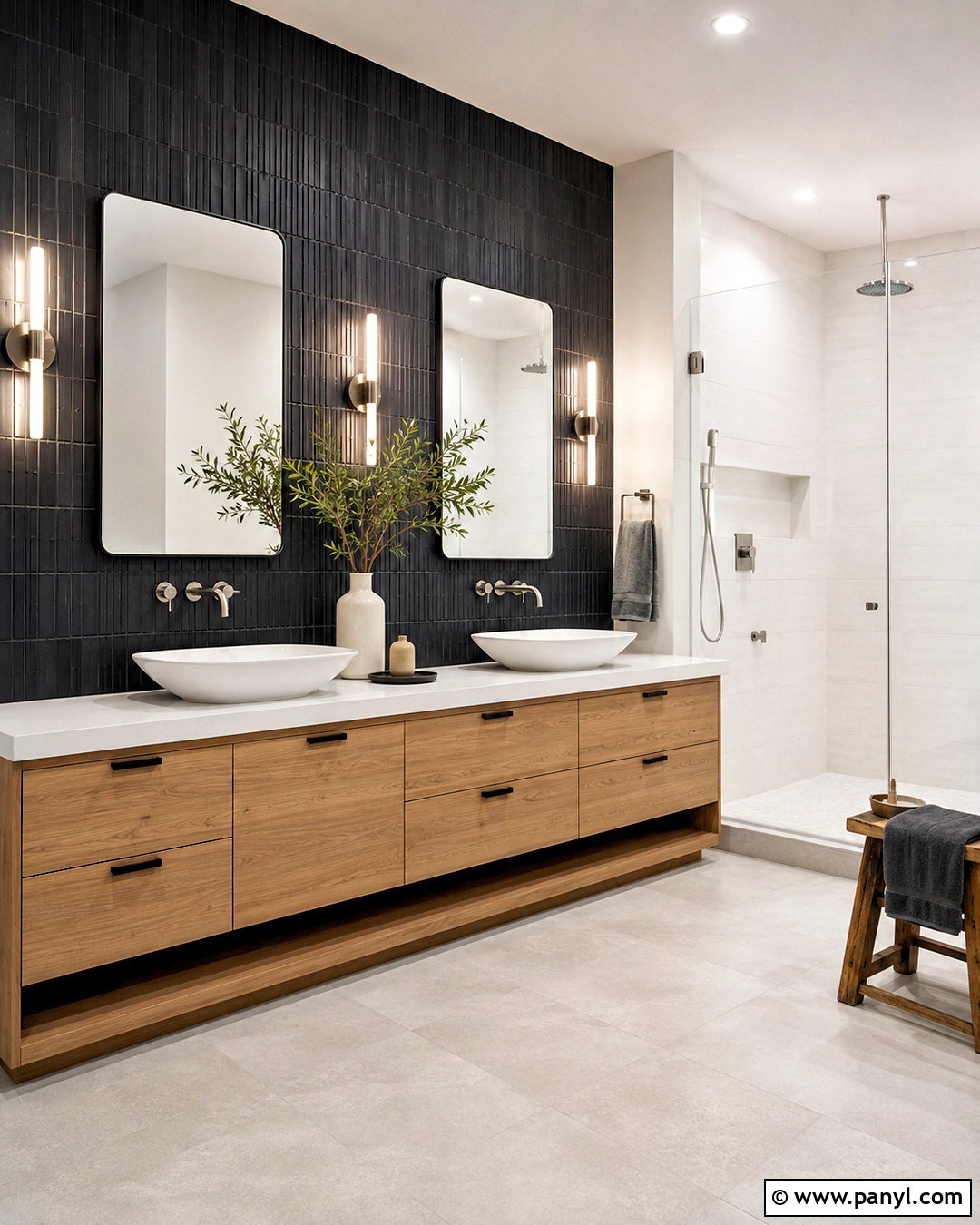 Black Tile Wall Bathroom - 20 black wall ideas