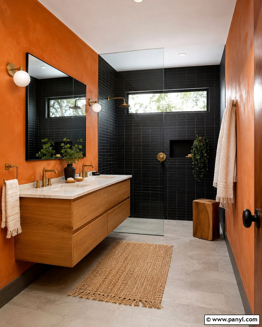 Black Tile With Orange Bathroom Walls - 20 black and orange walls