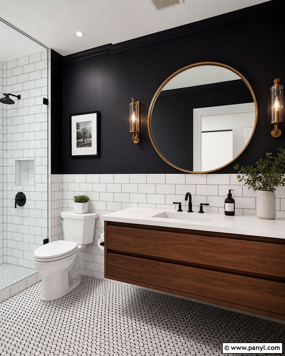 Black Top Half With White Subway Tile - 20 Dark Paint Top Half Of Wall Ideas