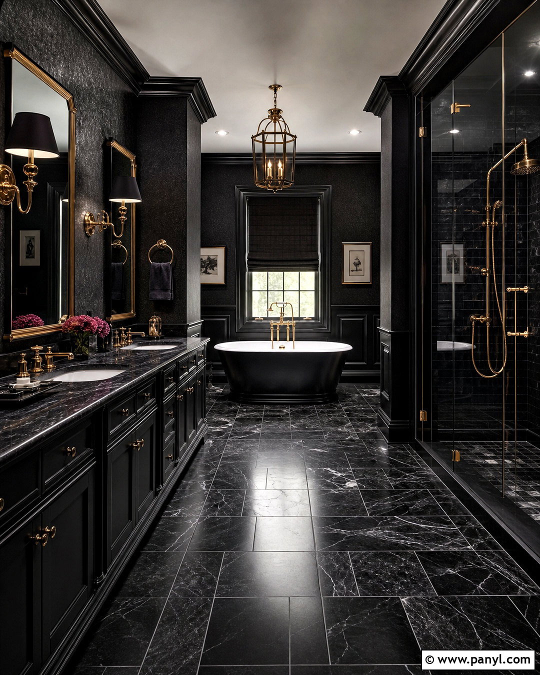 Black Traditional Bathroom - 20 all black bathroom ideas