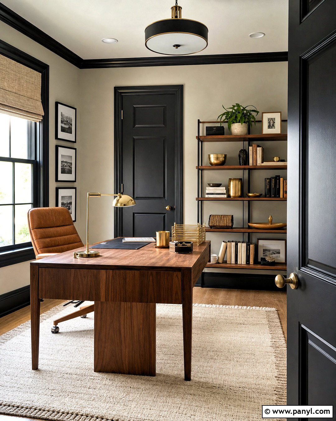Black Trim And Doors In A Home Office - 20 dark trim and doors interior ideas