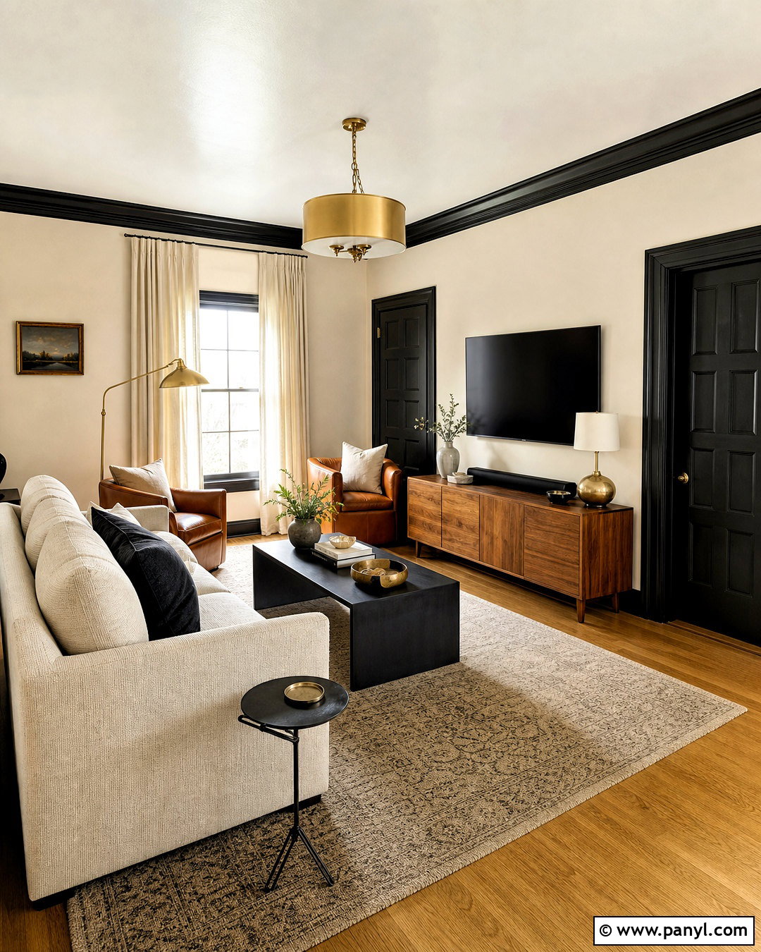 Black Trim And Doors In A Living Room - 20 dark trim and doors interior ideas