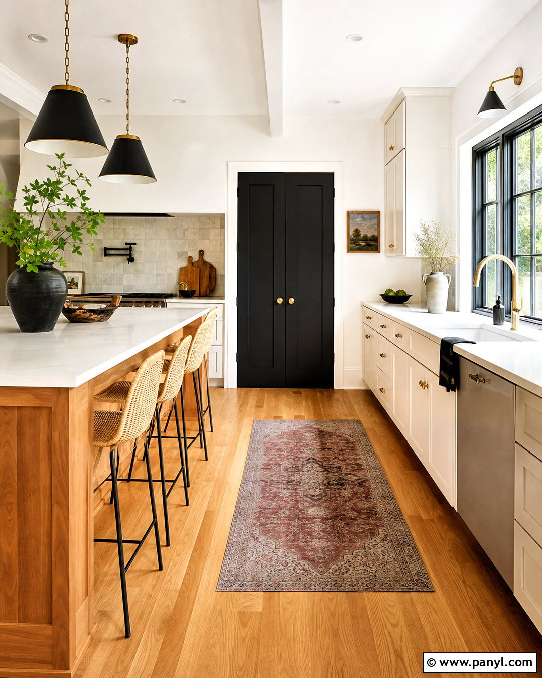 Black Trim And Pantry Doors In A Kitchen - 20 dark trim and doors interior ideas