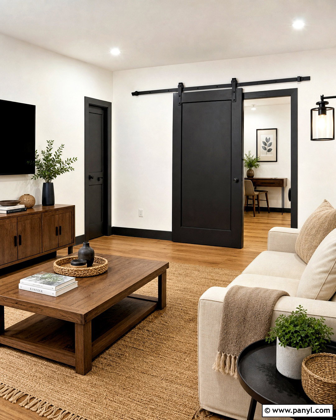 Black Trim And Sliding Barn Doors - 20 dark trim and doors interior ideas