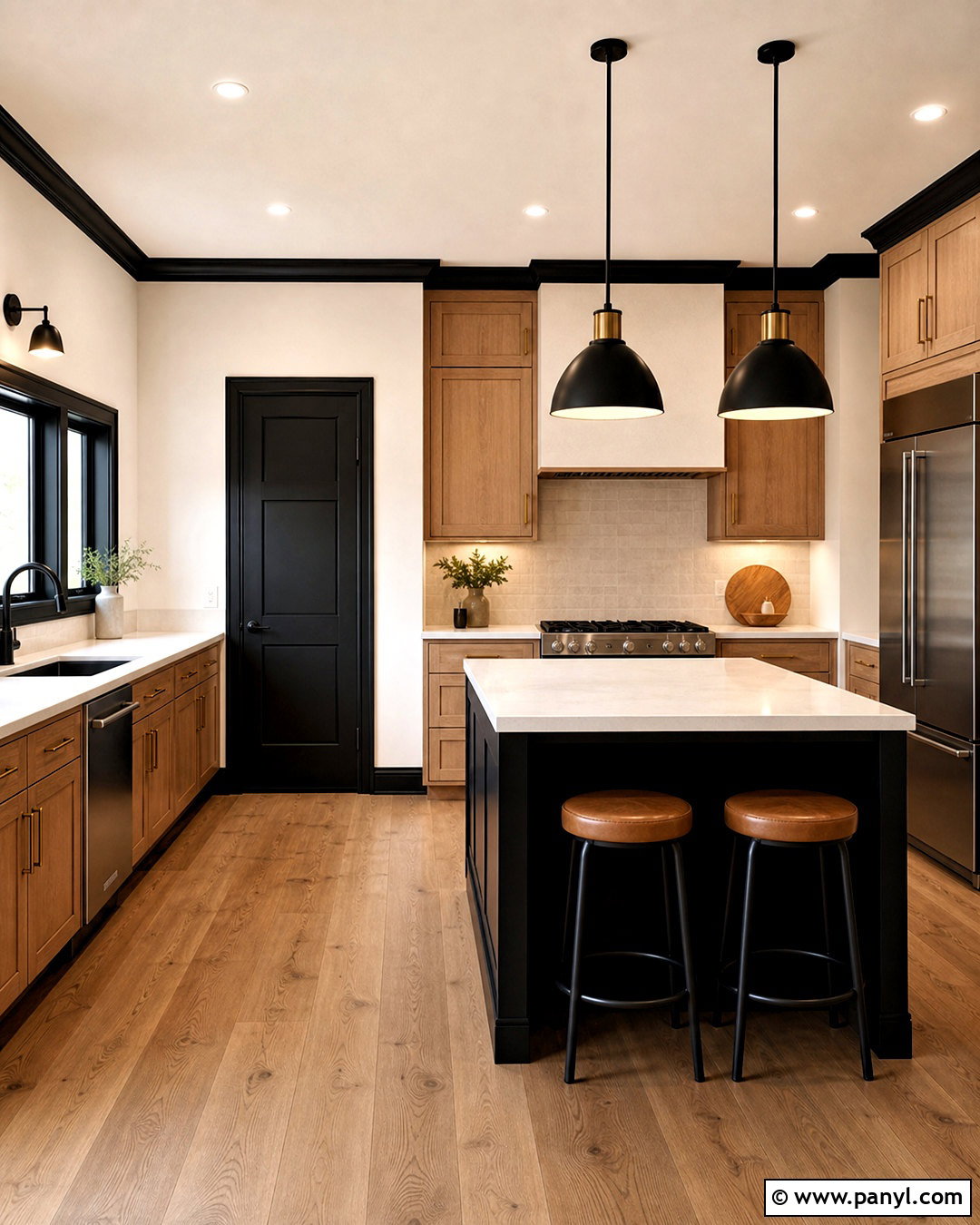 Black Trim Kitchen - 20 dark baseboards and trim ideas