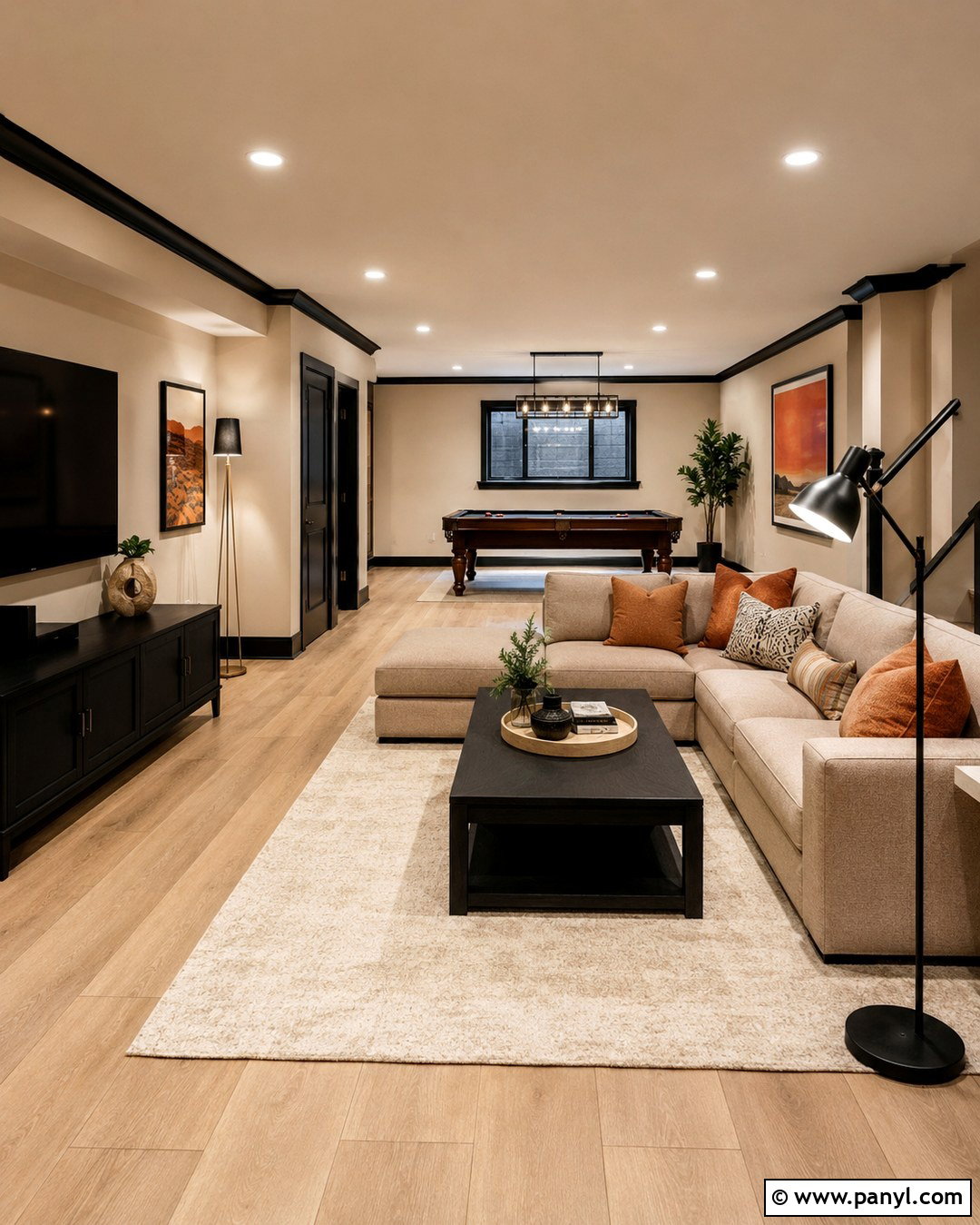 Black Trim Tan Walls Basement - 20 Black Trim Tan Walls