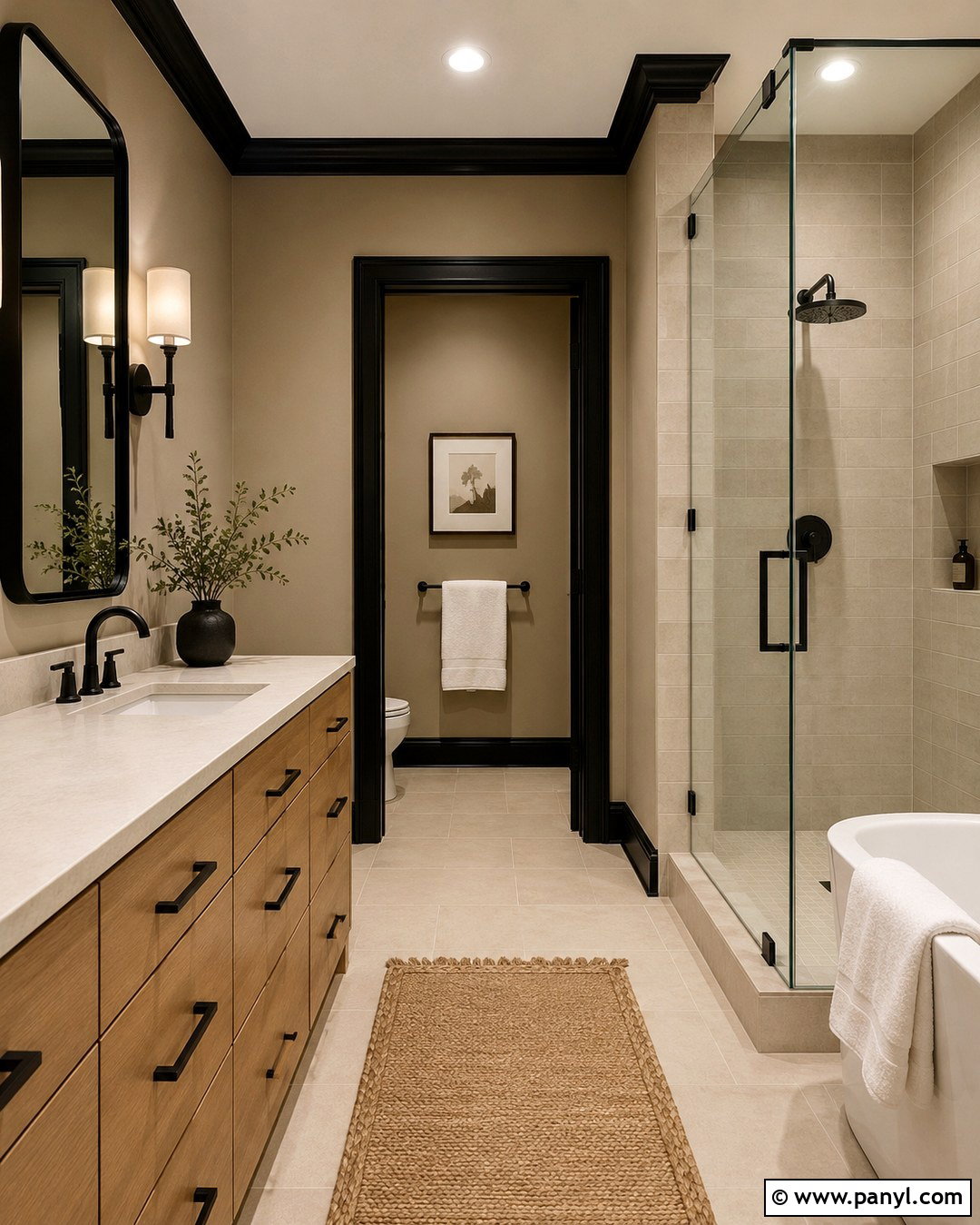 Black Trim Tan Walls Bathroom - 20 Black Trim Tan Walls