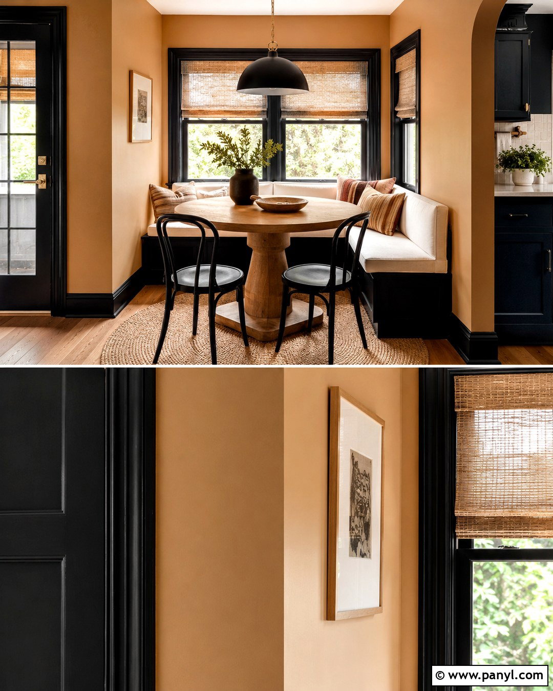 Black Trim Tan Walls Breakfast Nook - 20 Black Trim Tan Walls