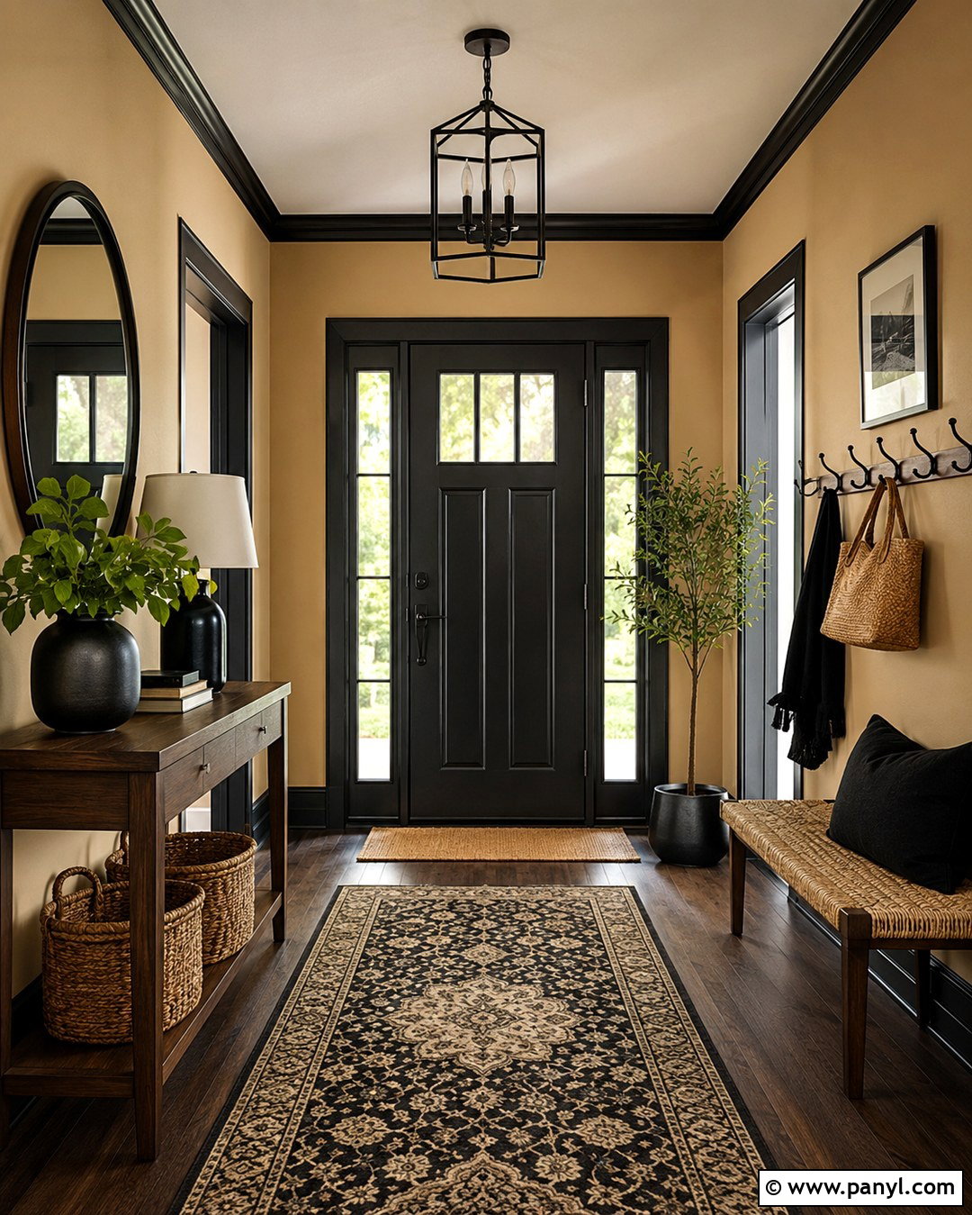 Black Trim Tan Walls Entryway - 20 Black Trim Tan Walls