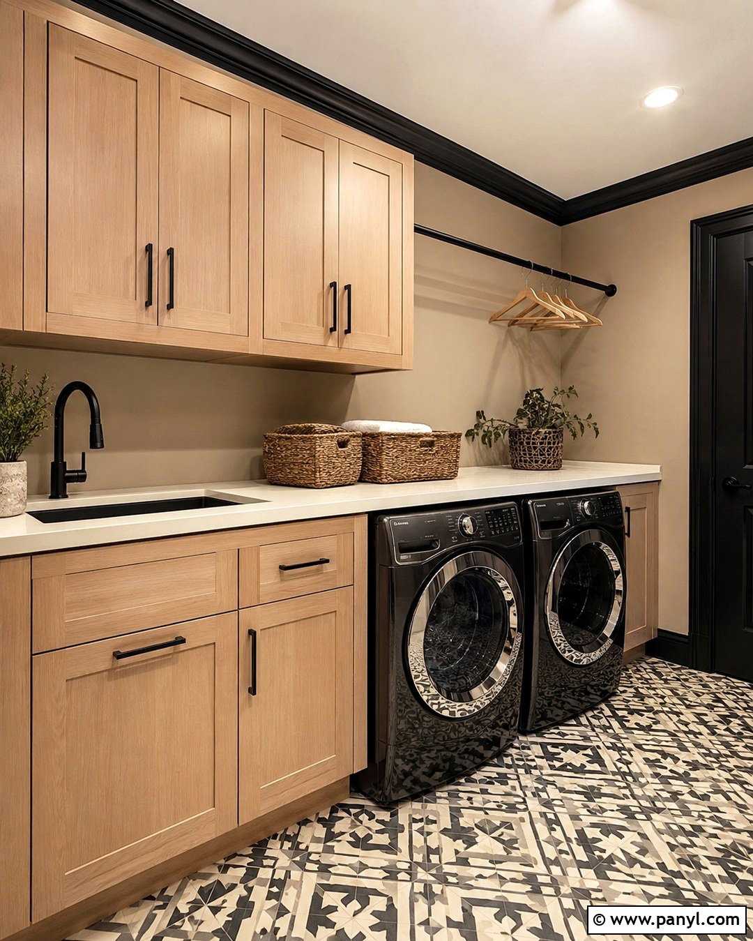 Black Trim Tan Walls Laundry Room - 20 Black Trim Tan Walls