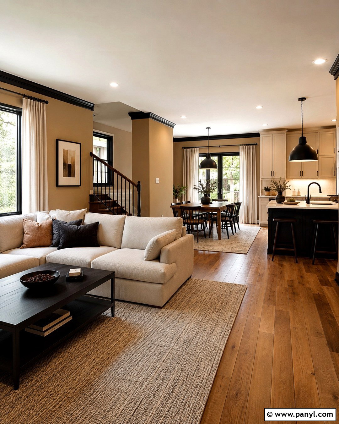 Black Trim Tan Walls Open Floor Plan - 20 Black Trim Tan Walls