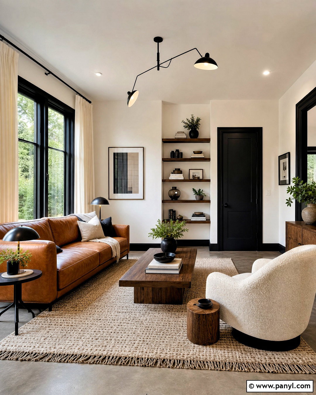 Black Trim With Concrete Floors - 20 dark painted trim ideas