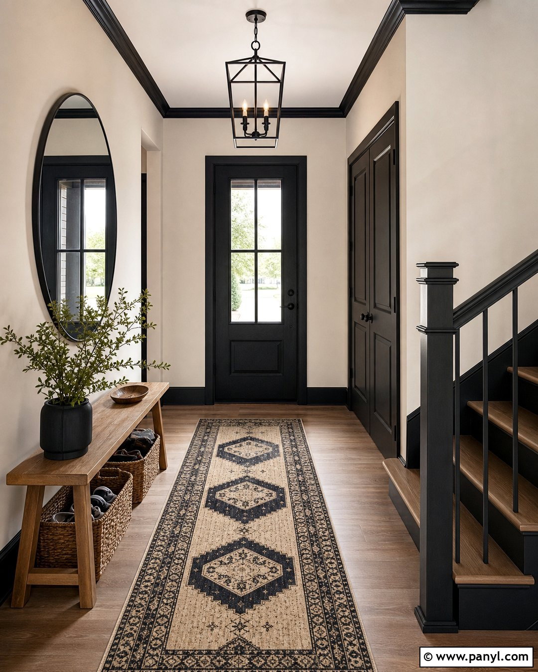 Black Trim With Pale Beige Entry Walls - 45 darker trim lighter walls