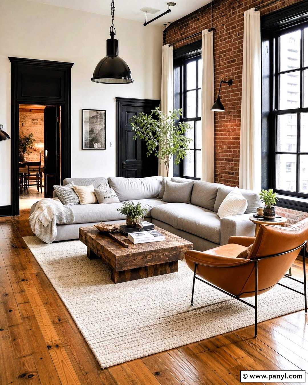 Black Trim With Red Brick - 20 dark painted trim ideas