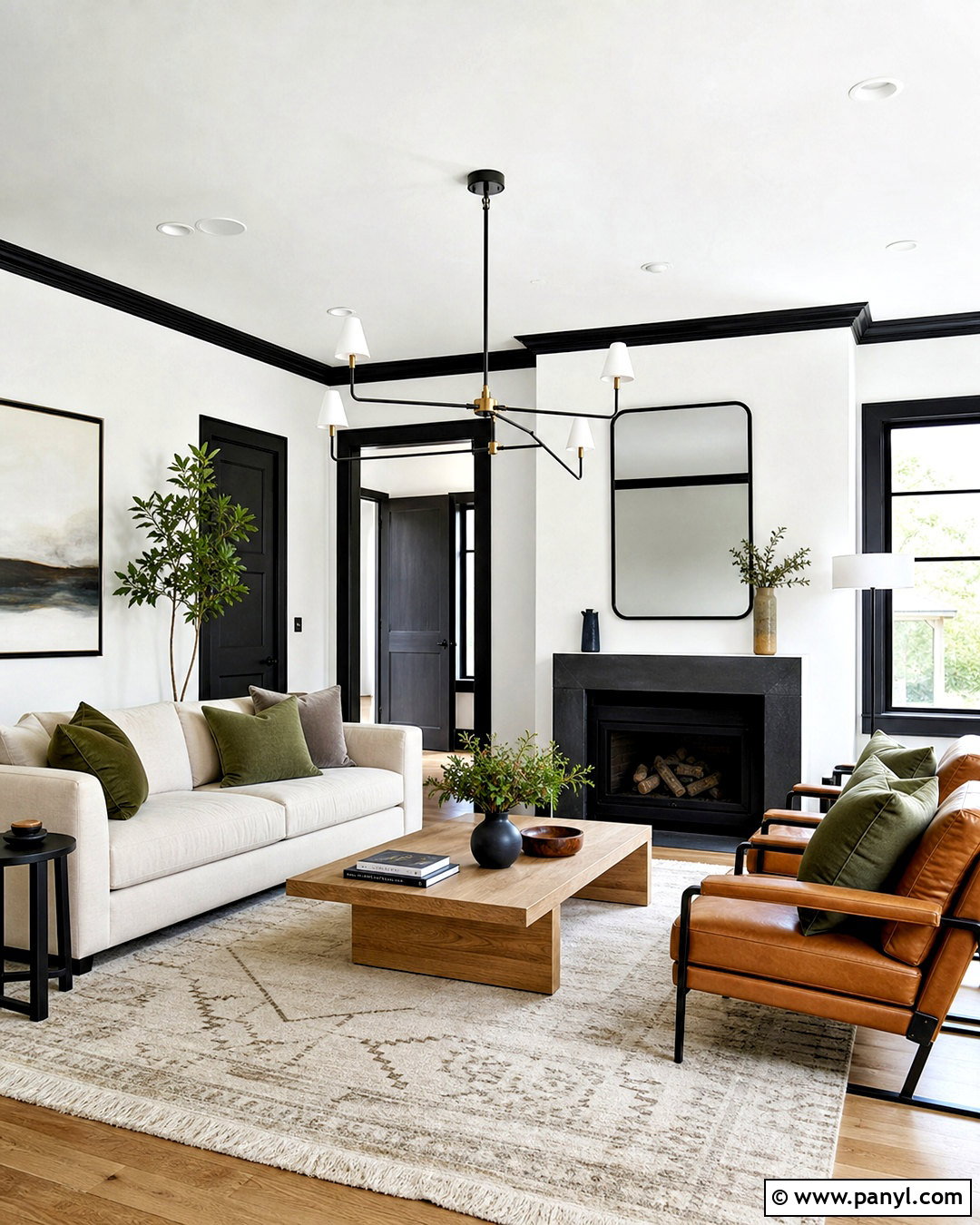 Black Trim With White Walls - 20 white walls with different color trim ideas