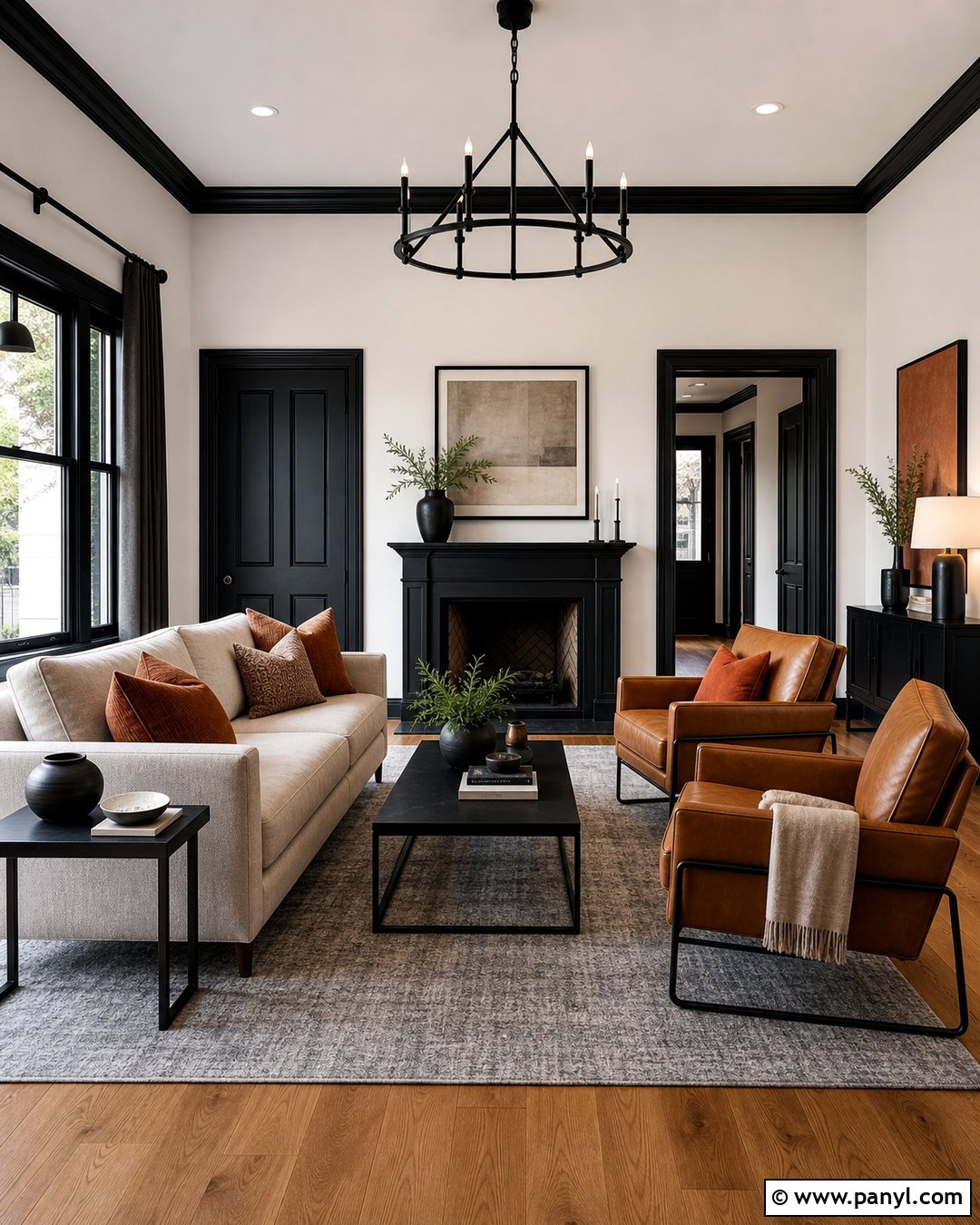 Black Trim With White Walls - 25 White Wall Colored Trim Ideas