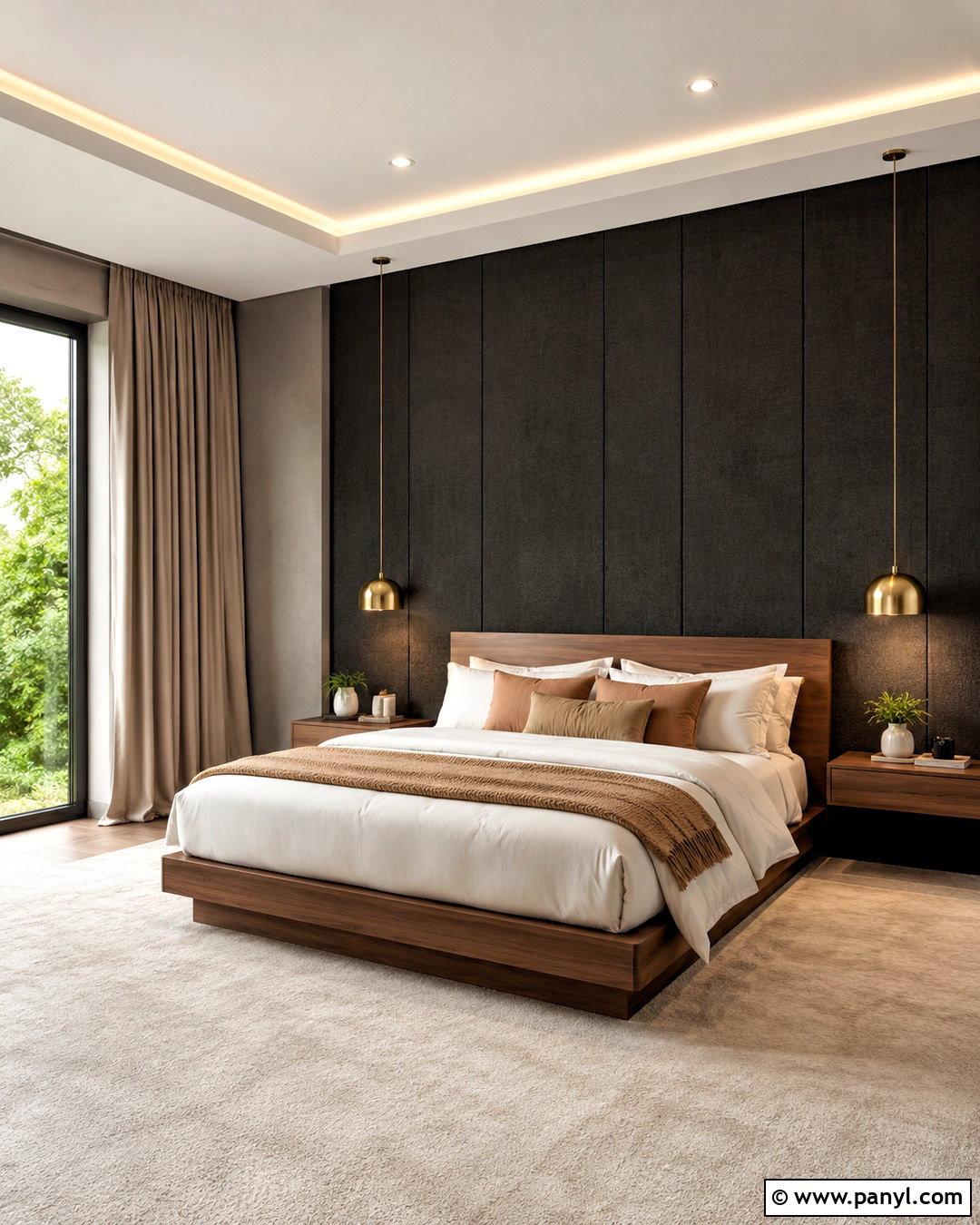 Black Upholstered Bedroom Wall - 20 black textured wall ideas