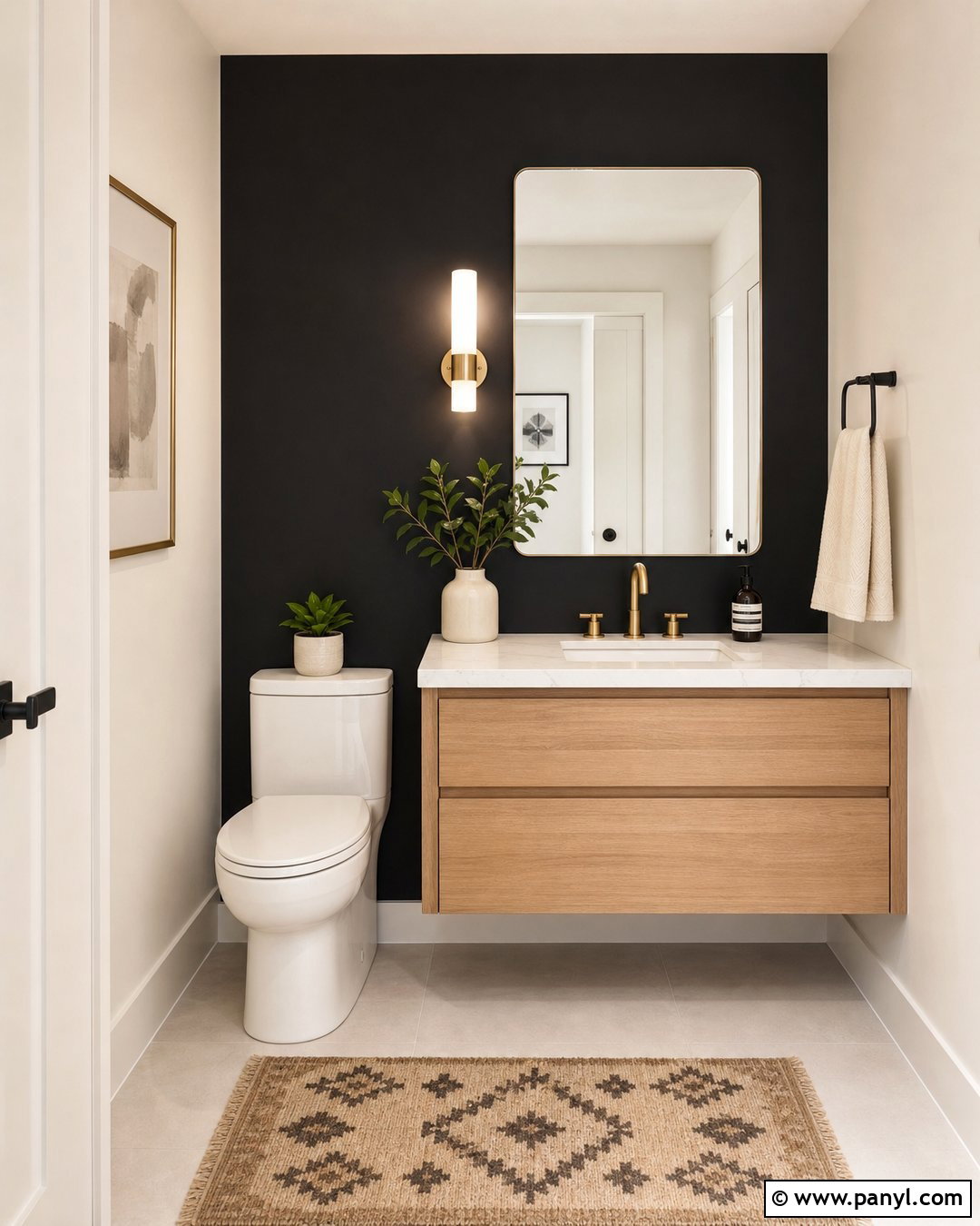 Black Vanity Accent Wall - 20 Dark Accent Wall In Small Bathroom Ideas