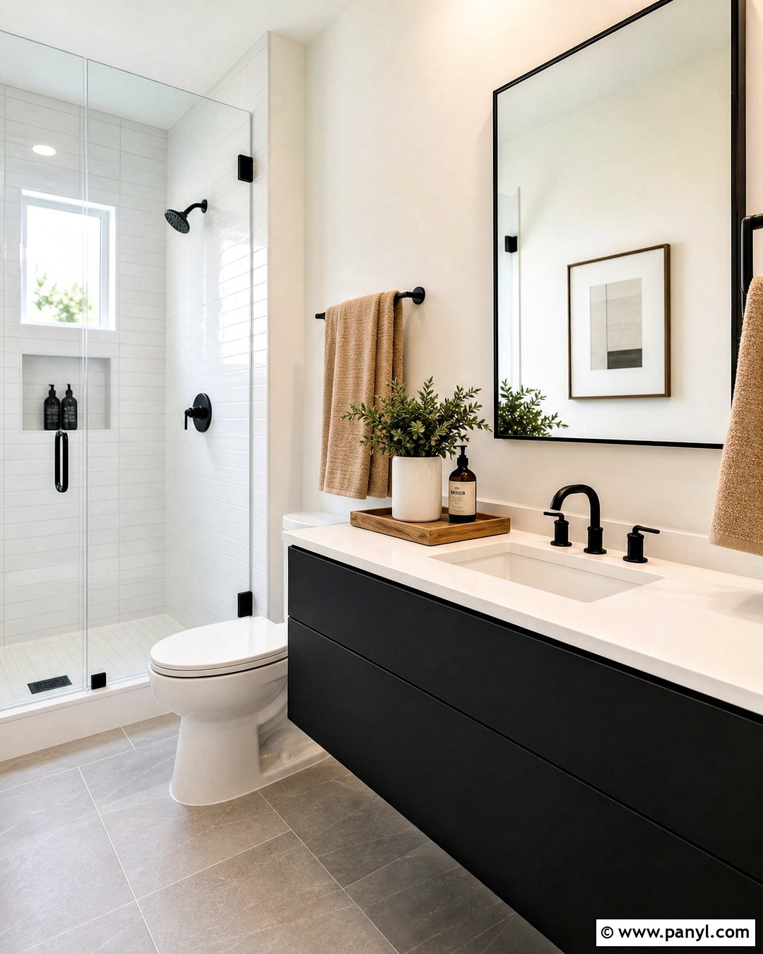 Black Vanity Bathroom With White Walls - 20 small black bathroom ideas