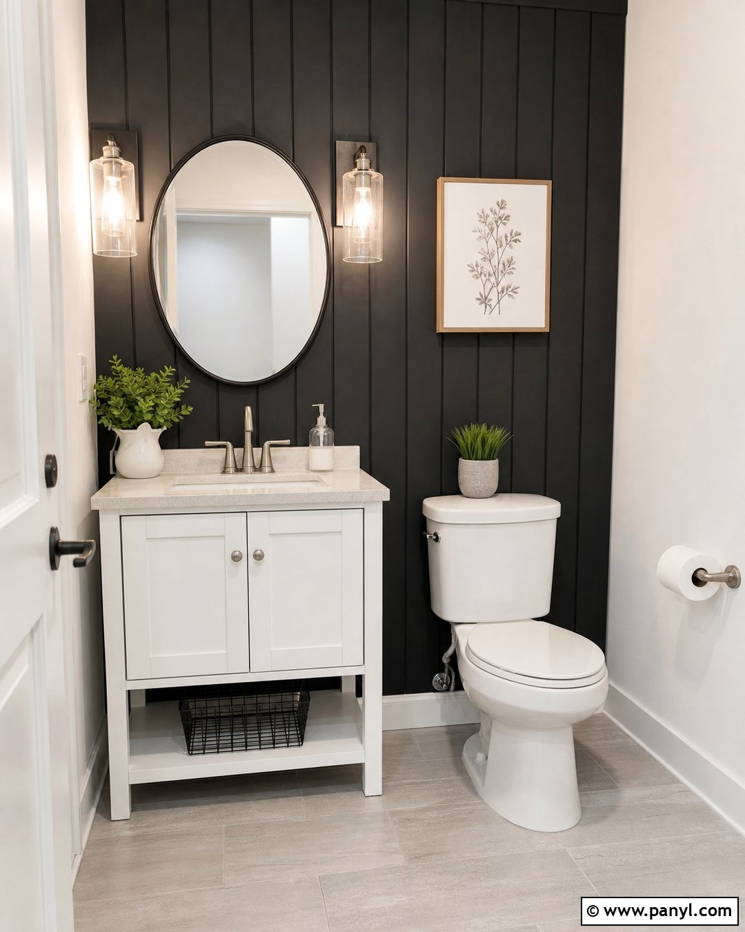 Black Vertical Shiplap Accent Wall - 20 Dark Accent Wall In Small Bathroom Ideas