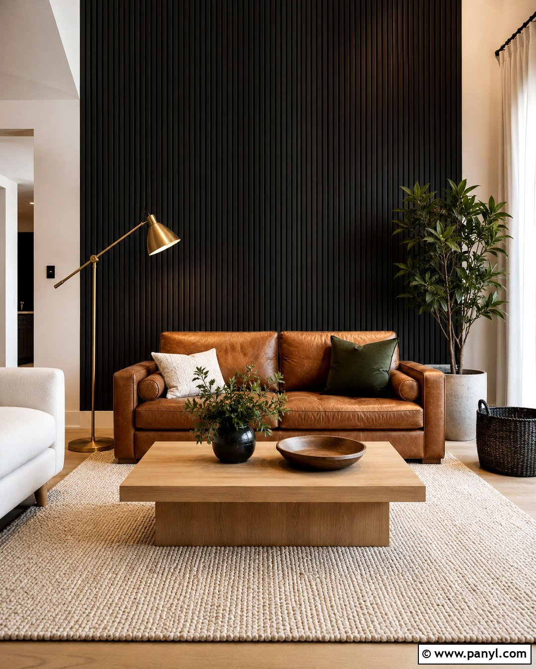 Black Vertical Slat Accent Wall - 20 Black Accent Wall Apartment Ideas