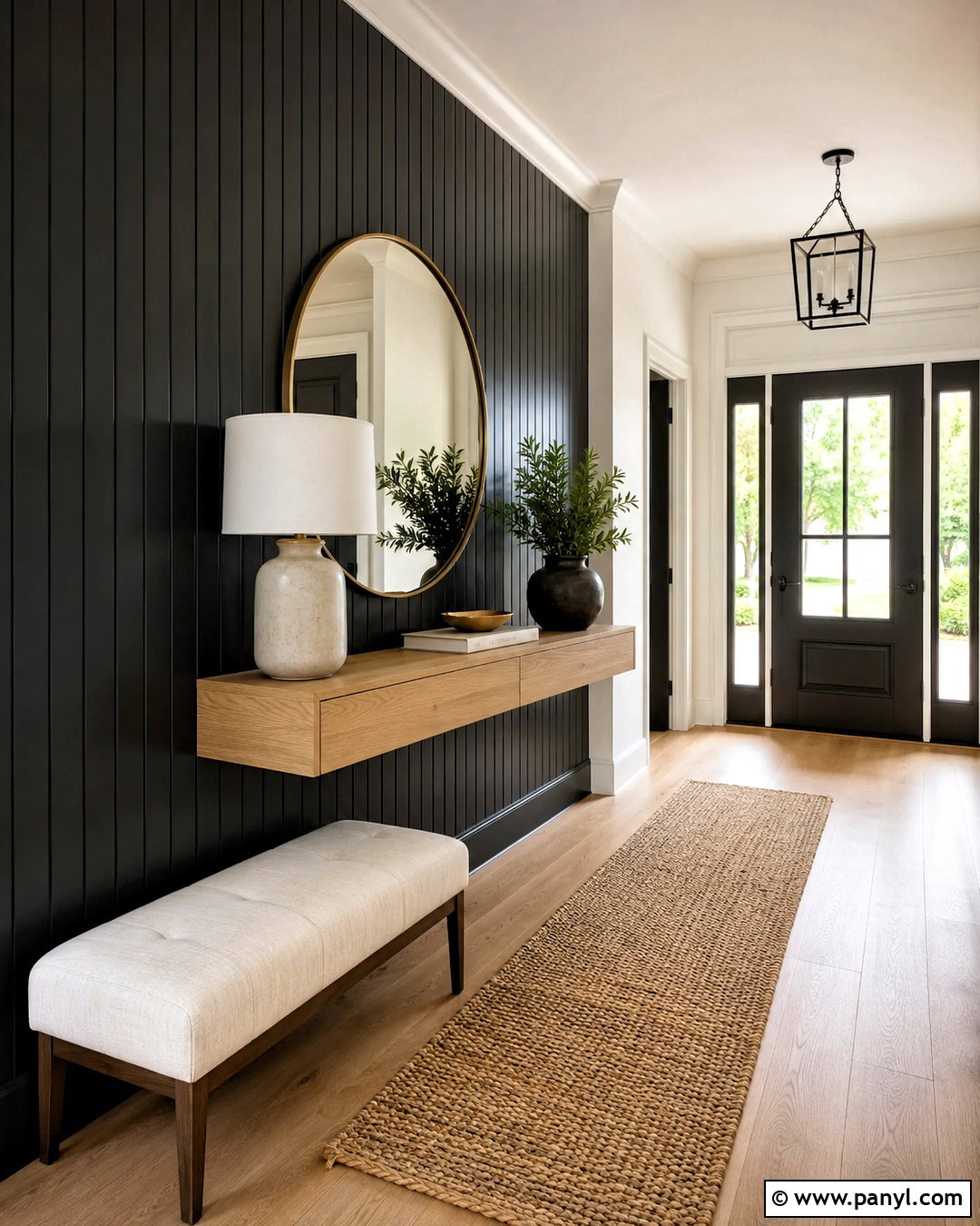 Black Vertical Wood Entry Wall - 20 black wood wall ideas