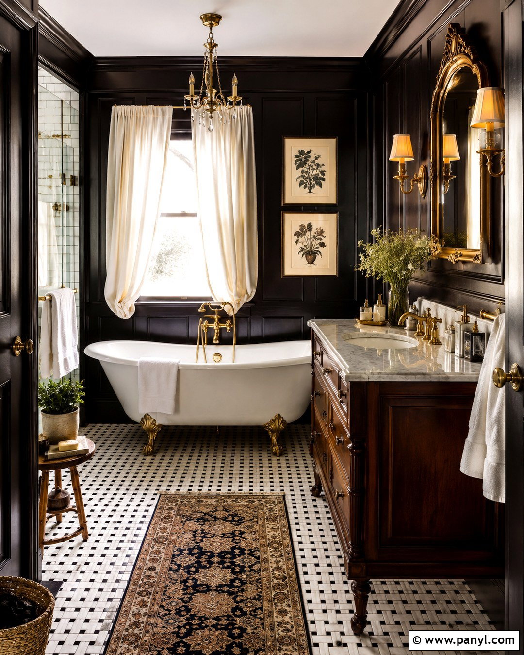 Black Victorian Bathroom - 20 Vintage Bathroom With Dark Walls
