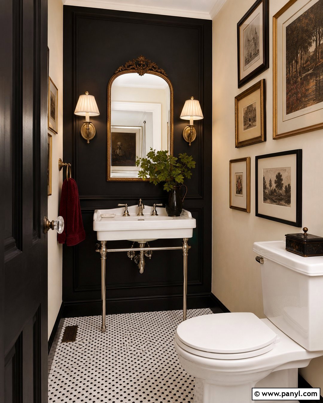 Black Vintage Half Bathroom - 20 Black Accent Wall Half Bathroom Ideas