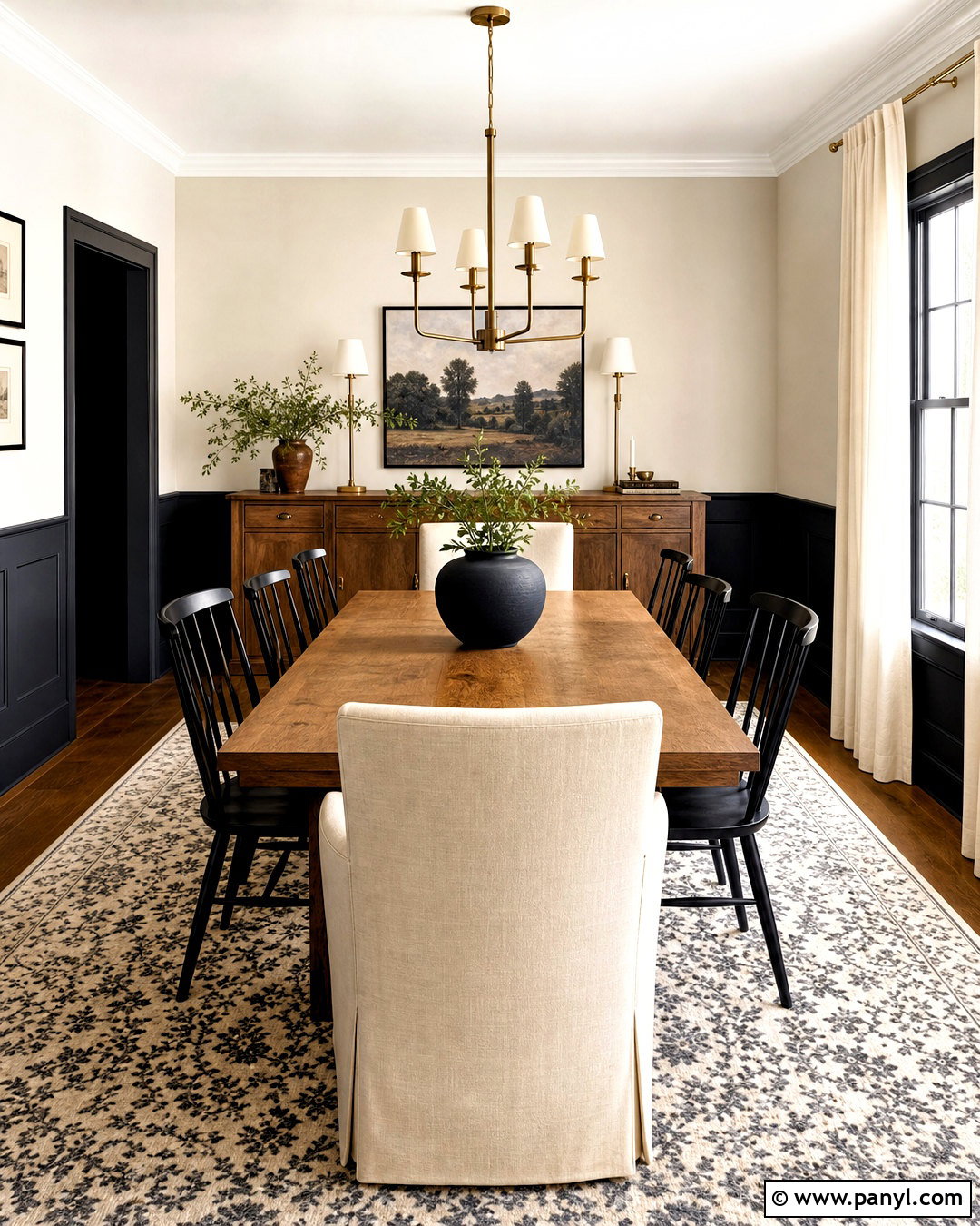 Black Wainscoting Dining Room - 20 black panel wall ideas