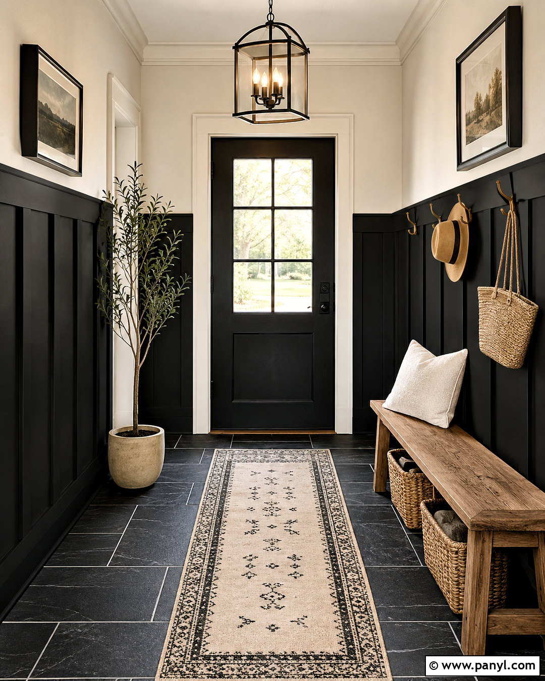 Black Wainscoting Entryway - 20 dark wainscoting ideas