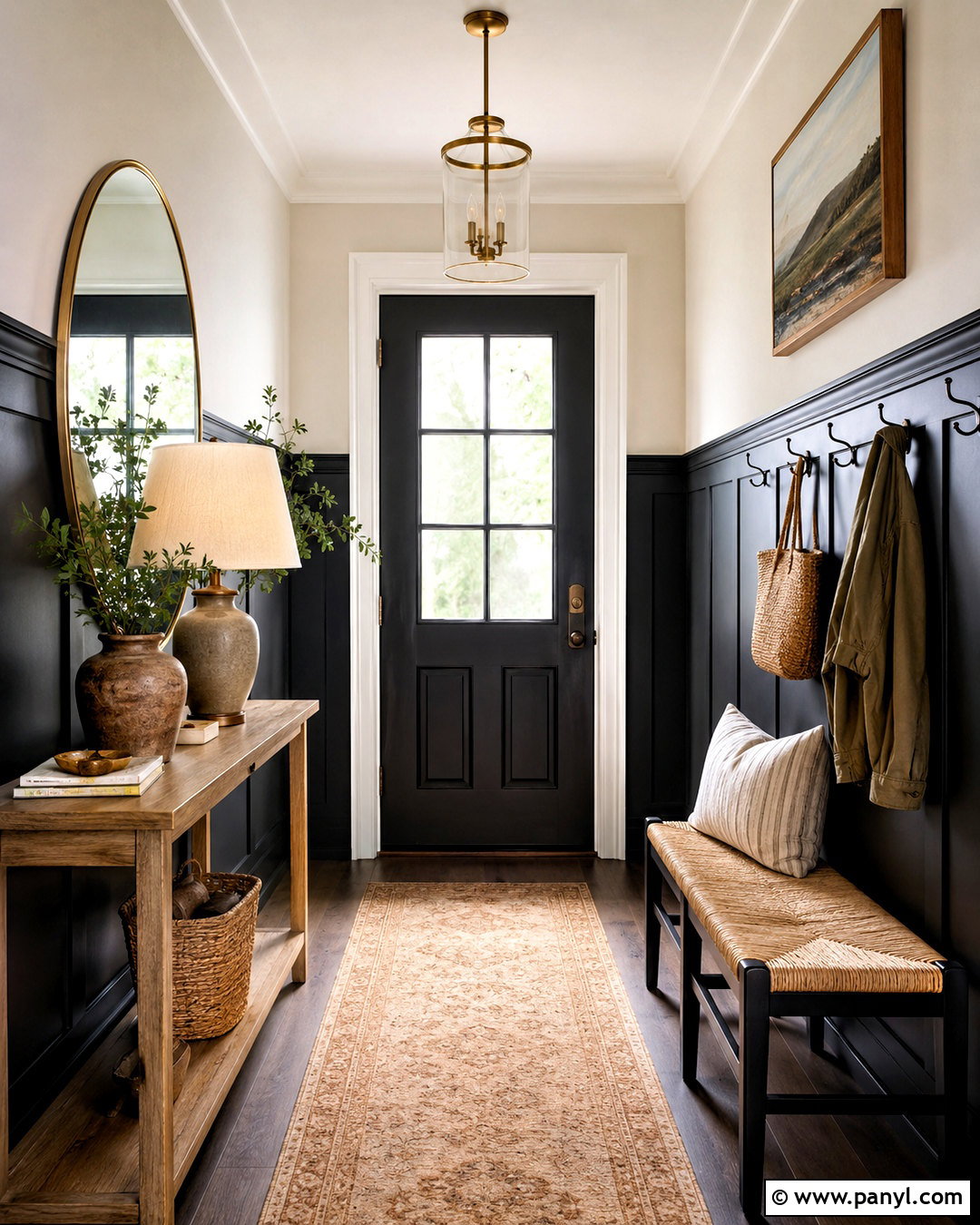 Black Wainscoting Entryway - 20 black wall paneling ideas