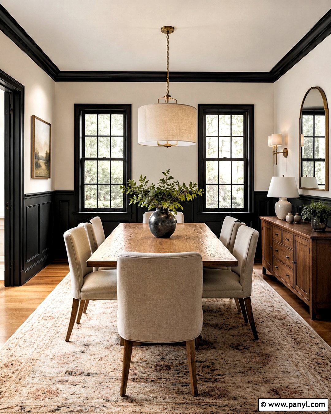 Black Wainscoting In A Dining Room - 20 black moldings and trim ideas