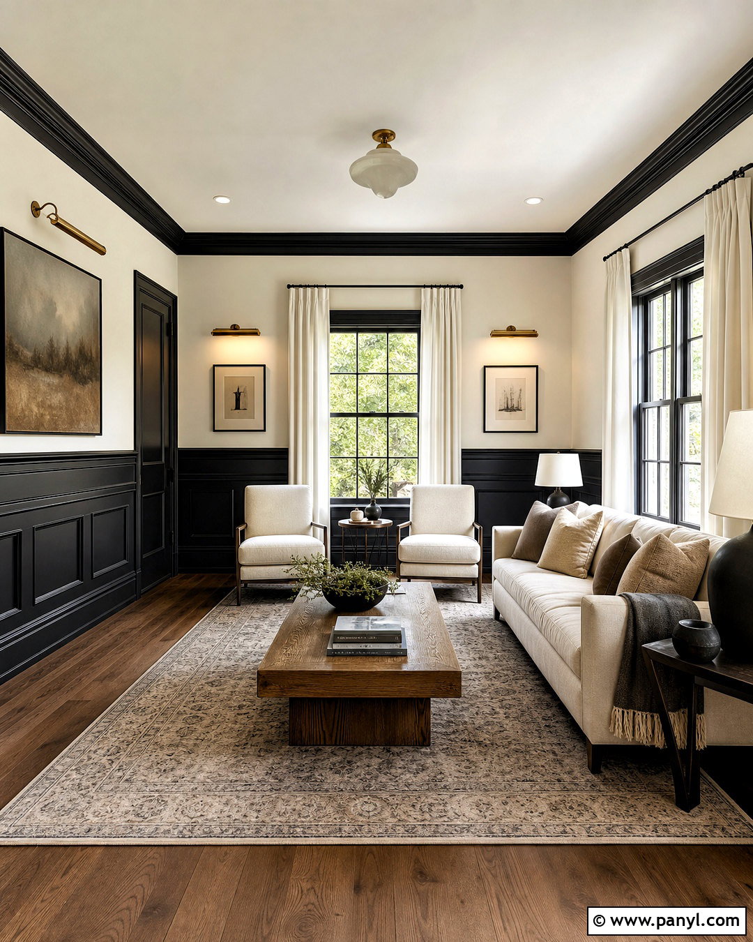 Black Wainscoting Living Room - 20 black trim interior living rooms