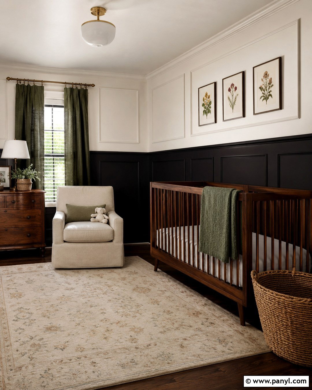 Black Wainscoting Nursery Wall - 20 Black Nursery Wall Ideas
