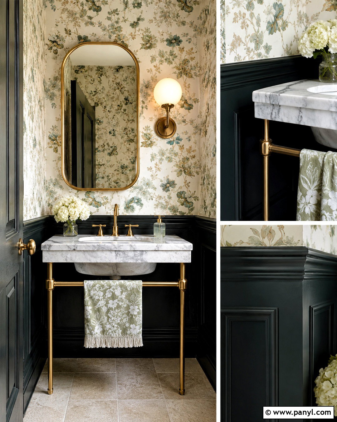 Black Wainscoting With Floral Wallpaper - 20 painted wainscoting ideas color schemes