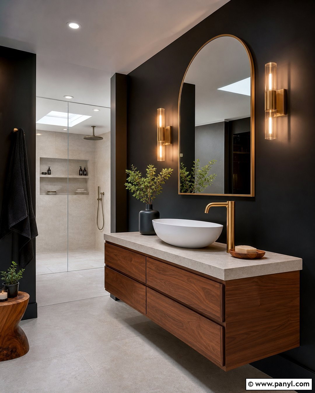 Black Wall Bathroom Vanity With Vessel Sink - 20 Modern Bathroom Vanity With Black Wall Ideas